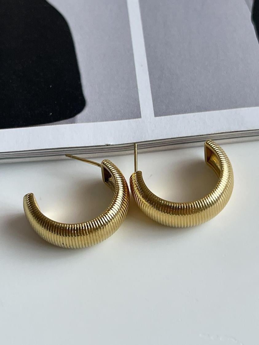 Çelik Gold Midye Vintage Küpe (2.20 Cm)