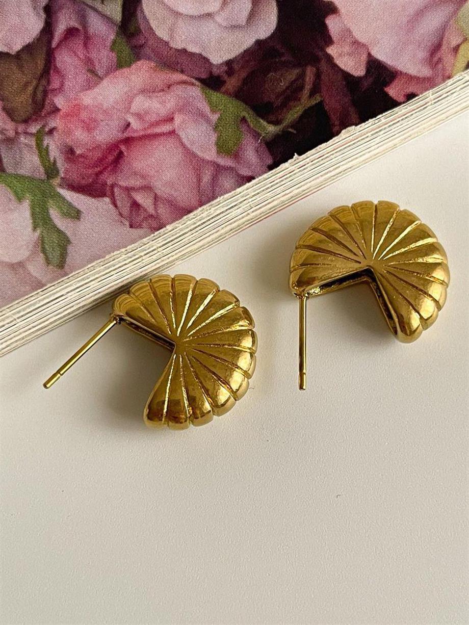 Çelik Gold Mini Midye Küpe (1.60 Cm)