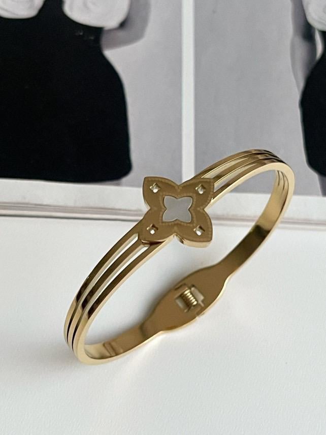 Çelik Gold One Cleef Kelepçe Bileklik 