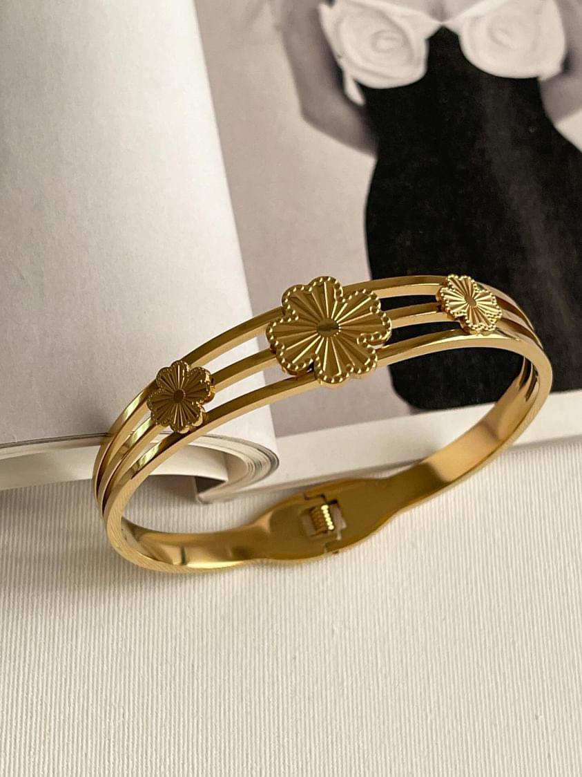 Çelik Gold One Cleef Kelepçe Bileklik 