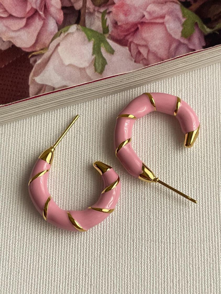Çelik Gold Pembe Mineli Summer Küpe (2.10 Cm)