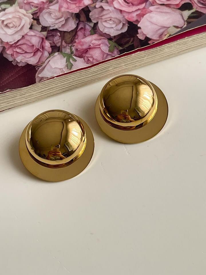 Çelik Gold Plaka Vintage Küpe (3.40 Cm)