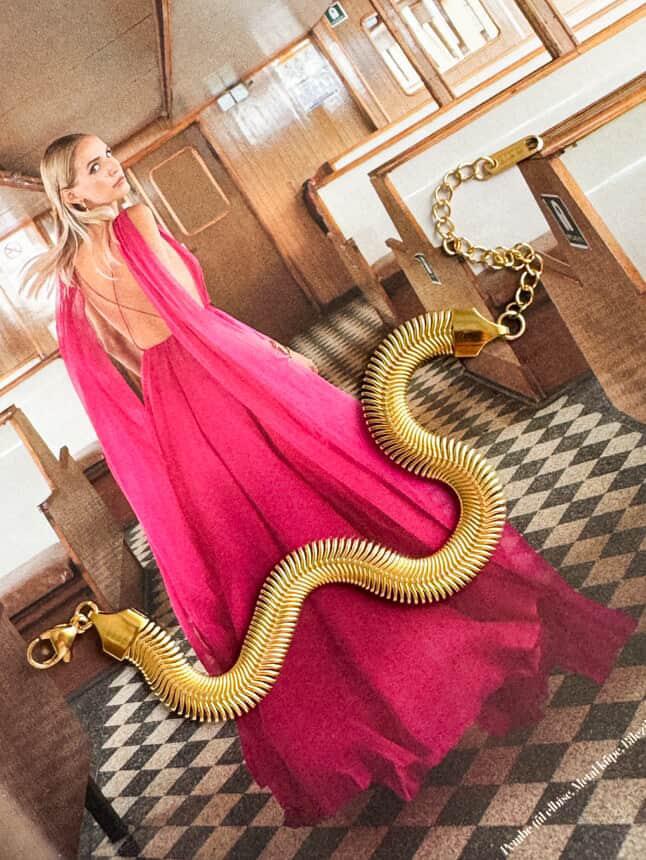 Çelik Gold Renk Kalın Snake Bileklik (22 Cm)