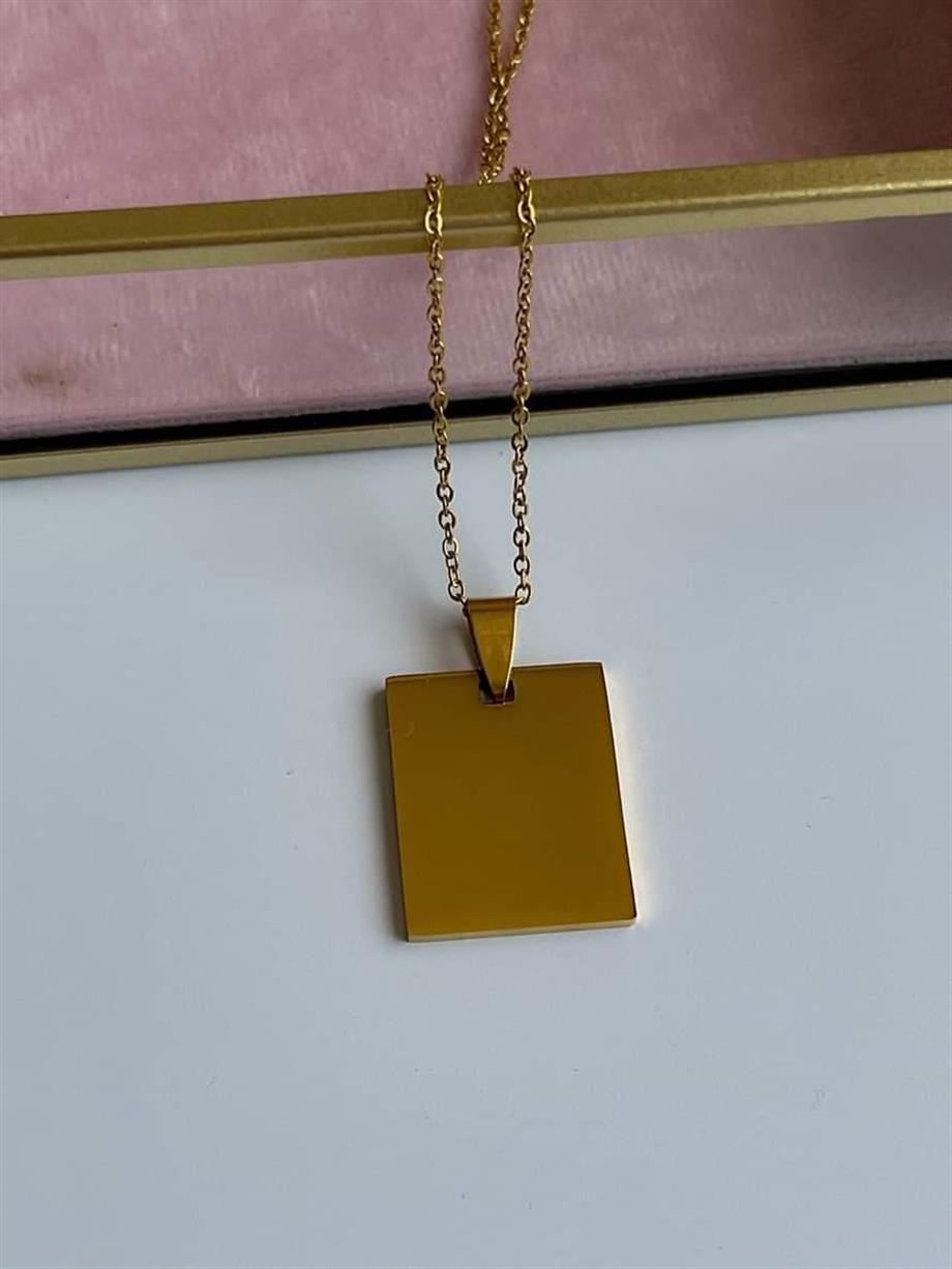 Çelik Gold Renk Plaka İsim Yazdırılabilir Uzun Kolye (60 Cm)