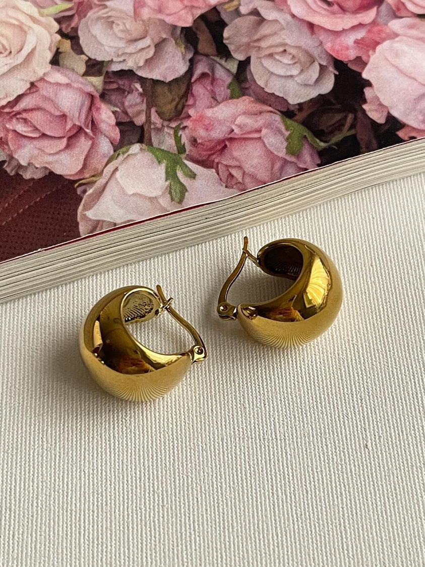 Çelik Gold Renk Topçuklu Küpe (1.90 Cm)