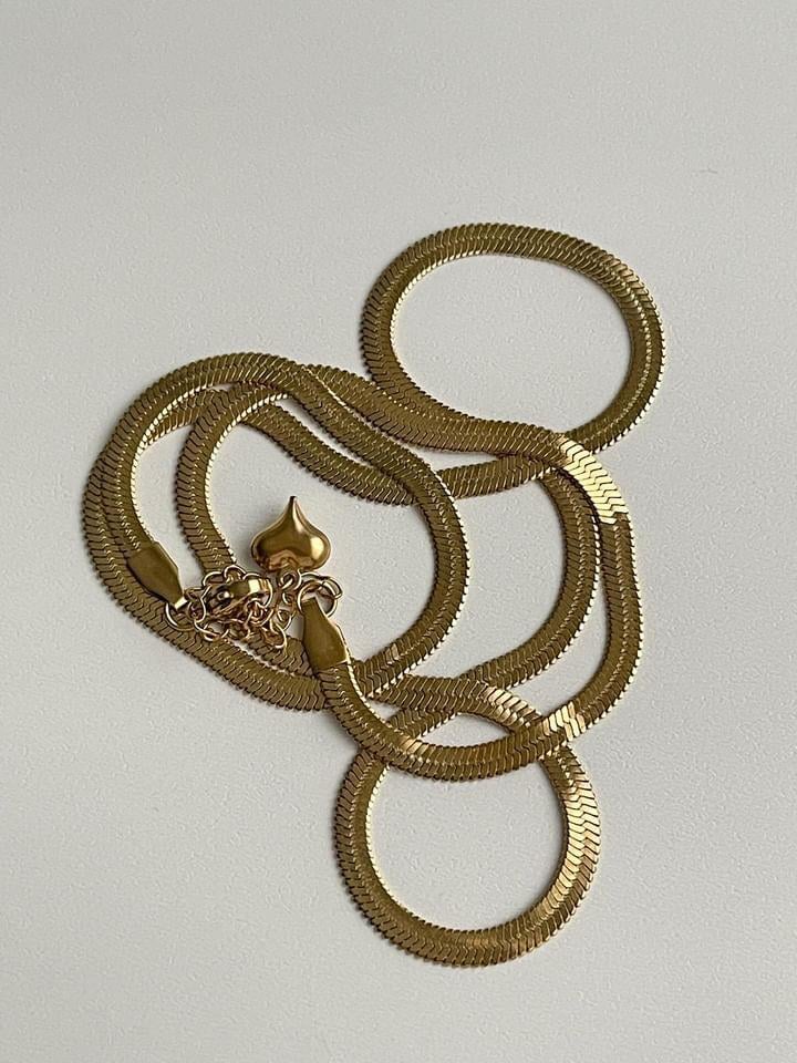 Çelik Gold Renk Uzun İtalyan Zincir Kolye (3 Numara) (65 Cm)