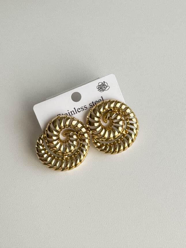 Çelik Gold Sarmal Küpe (3 Cm)