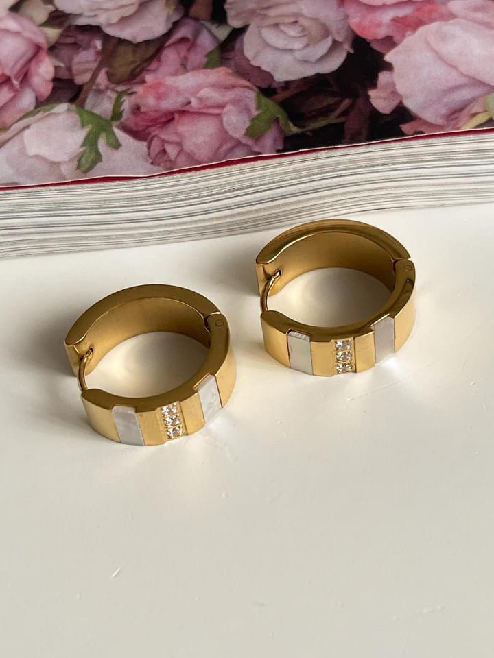 Çelik Gold Sedefli Halka Küpe (1.90 Cm)