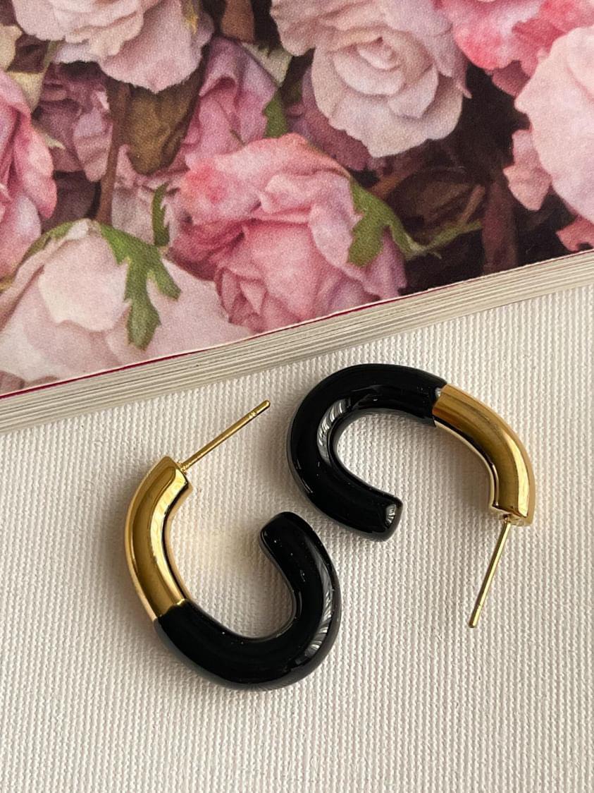 Çelik Gold Siyah Mineli Summer Küpe (2.30 Cm)