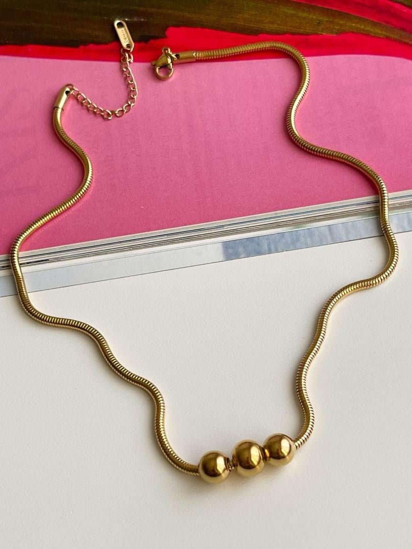 Çelik Gold Topçuklu Kolye (45 Cm)