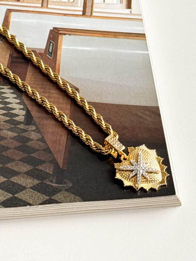 Çelik Gold Uzun Kalpli Burgu Halat Kolye (67 Cm)