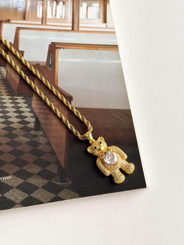 Çelik Gold Uzun Teddy Burgu Halat Kolye (67 Cm)