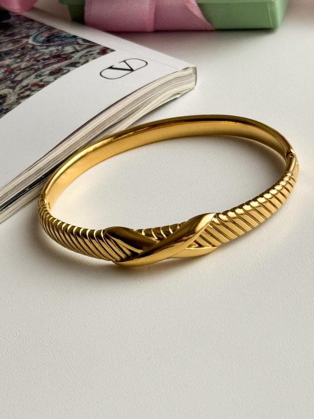 Çelik Gold Vintage Kelepçe Bileklik 
