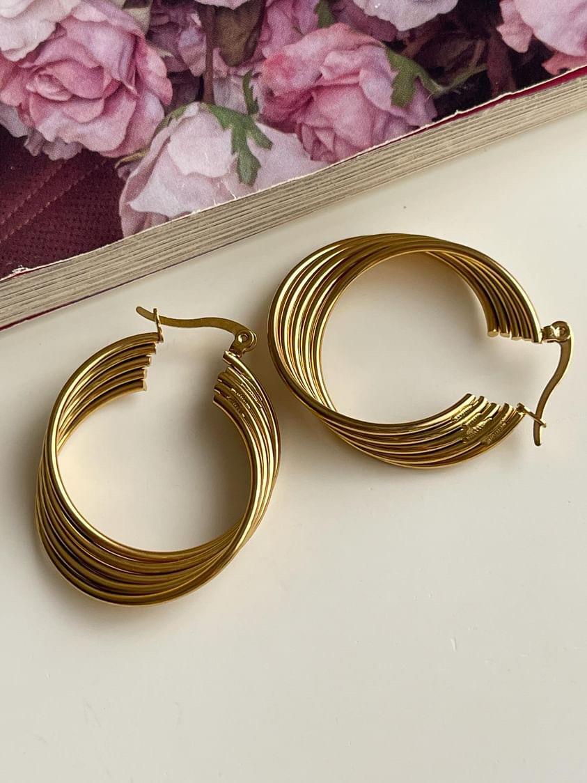 Çelik Gold Vintage Küpe (3.60 Cm)
