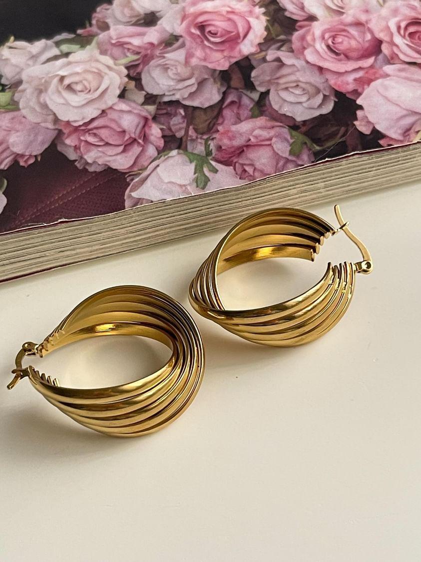 Çelik Gold Vintage Küpe (3.5 Cm)