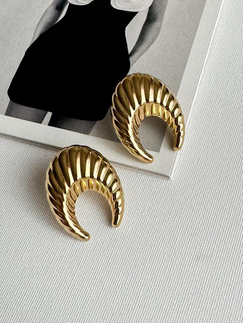 Çelik Gold Vintage Midye Küpe (2.90 Cm)