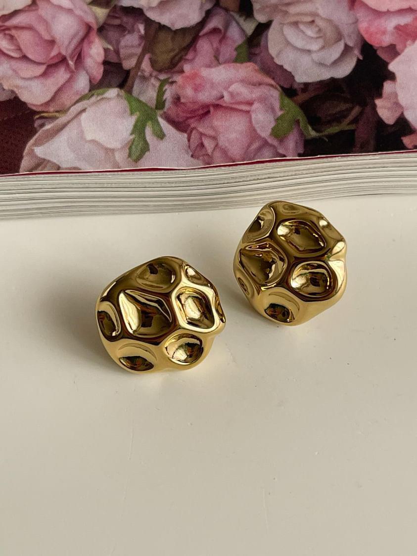 Çelik Gold Vintage Plaka Küpe (1.60 Cm)