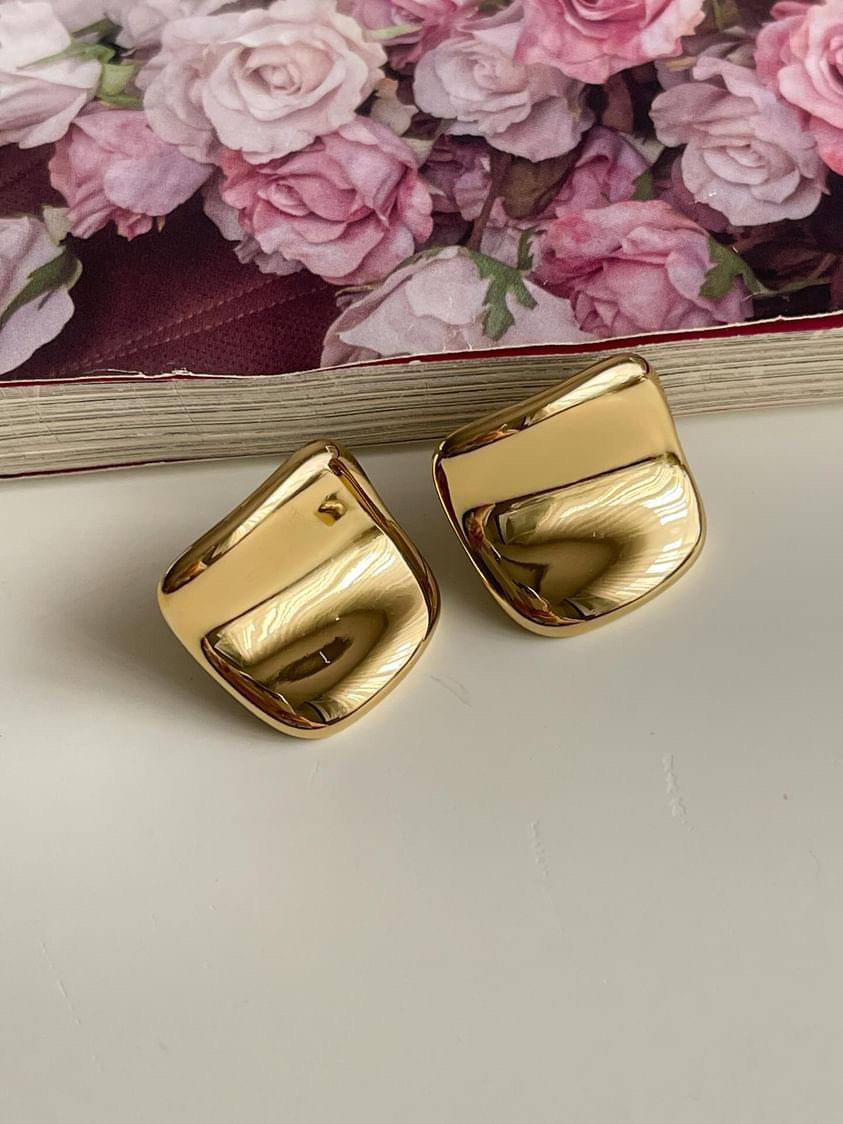 Çelik Gold Vintage Plaka Küpe (2.10 Cm)