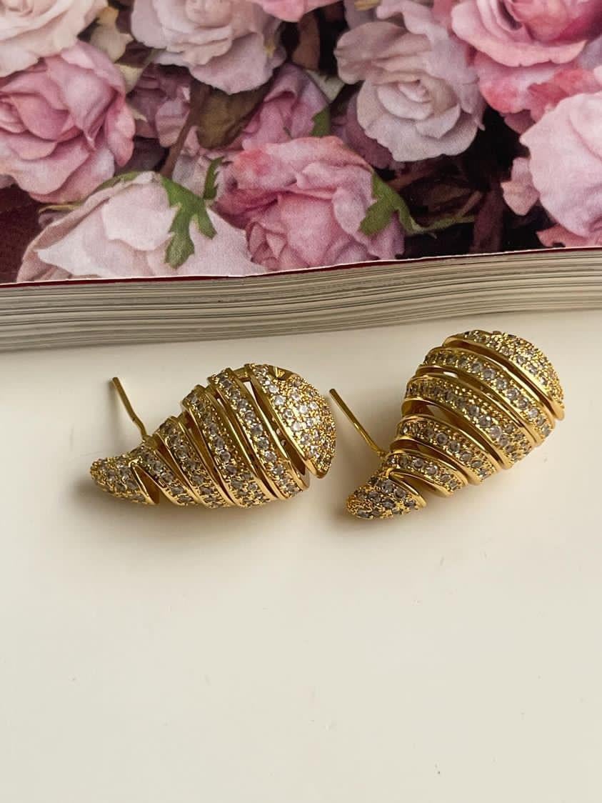 Çelik Gold Zirkon Taşlı Bottega Vip Küpe (2.5 Cm)