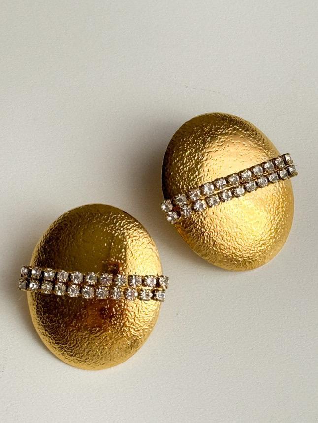 Çelik Gold Zirkon Taşlı Küpe (2.90 Cm)