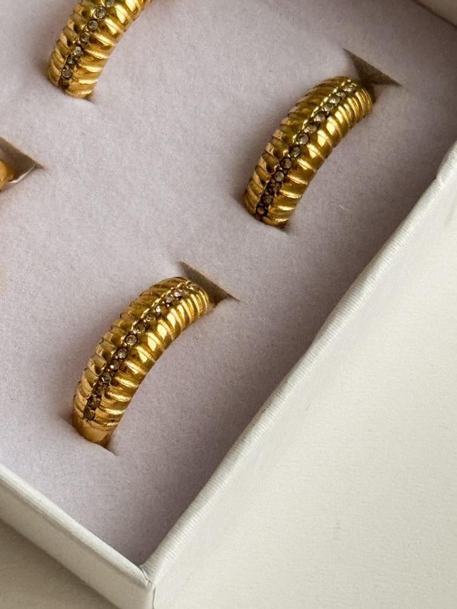 Çelik Gold Zirkon Taşlı Numaralı Yüzük (19 Numara)