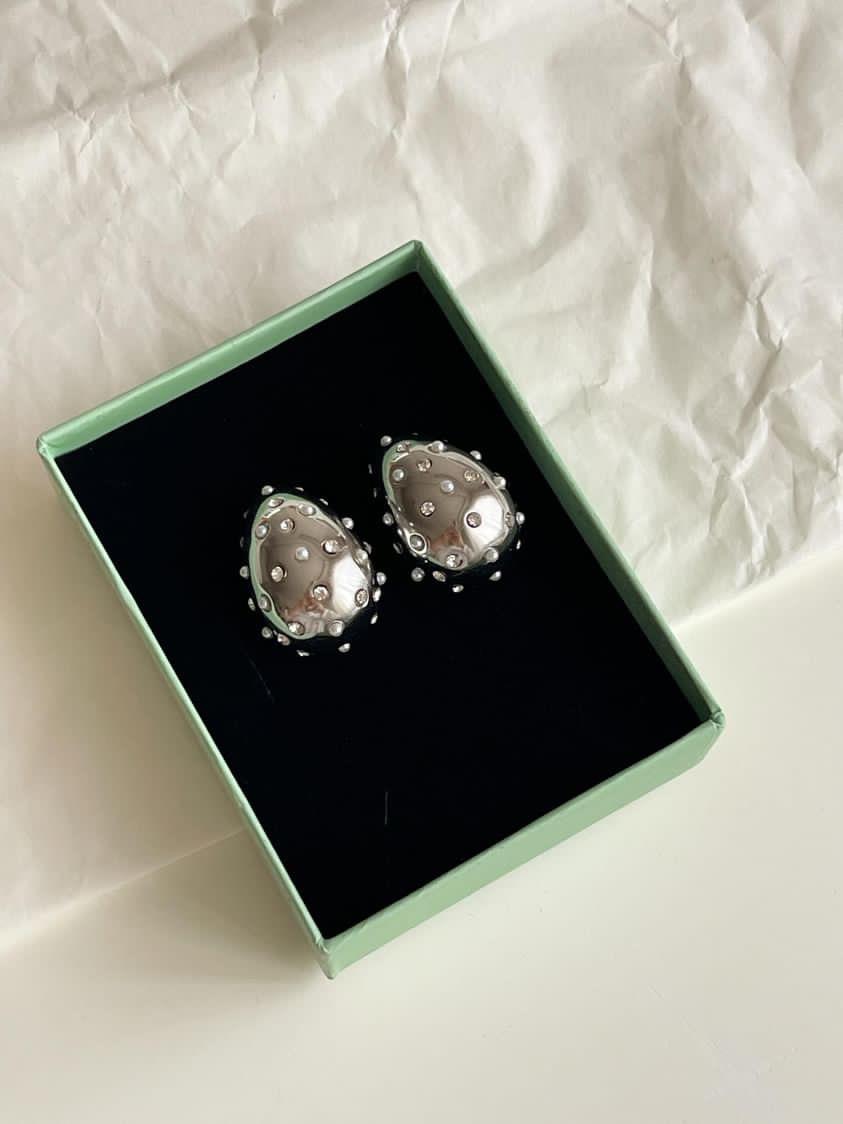 Çelik Gümüş Renk İncili Zirkon Taşlı Botega Küpe (2.5 Cm)