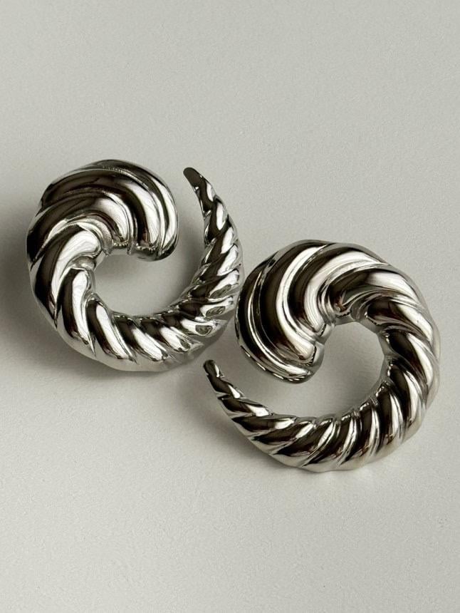 Çelik Gümüş Renk Midye Küpe (2.90 Cm)