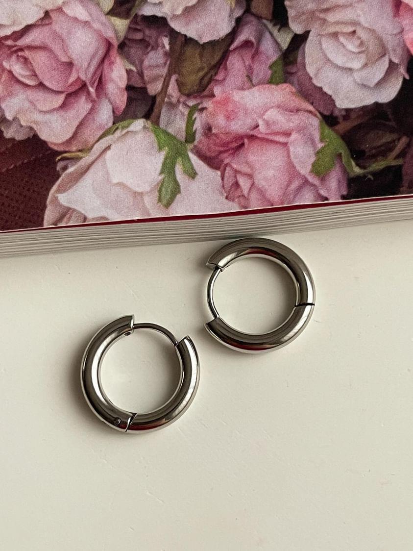 Çelik Gümüş Renk Pera Halka Küpe (1.5 Cm)
