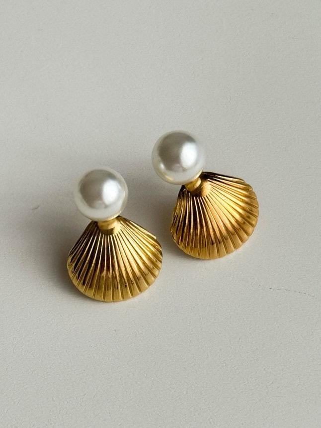 Çelik İncili İstiridye Küpe (2 Cm)