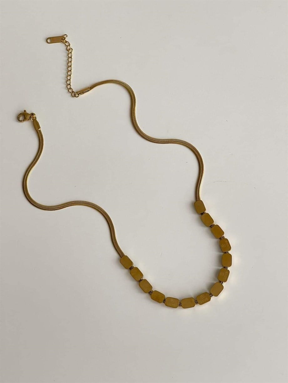 Çelik Love Yazılı Kutucuklu Kolye (43 Cm)