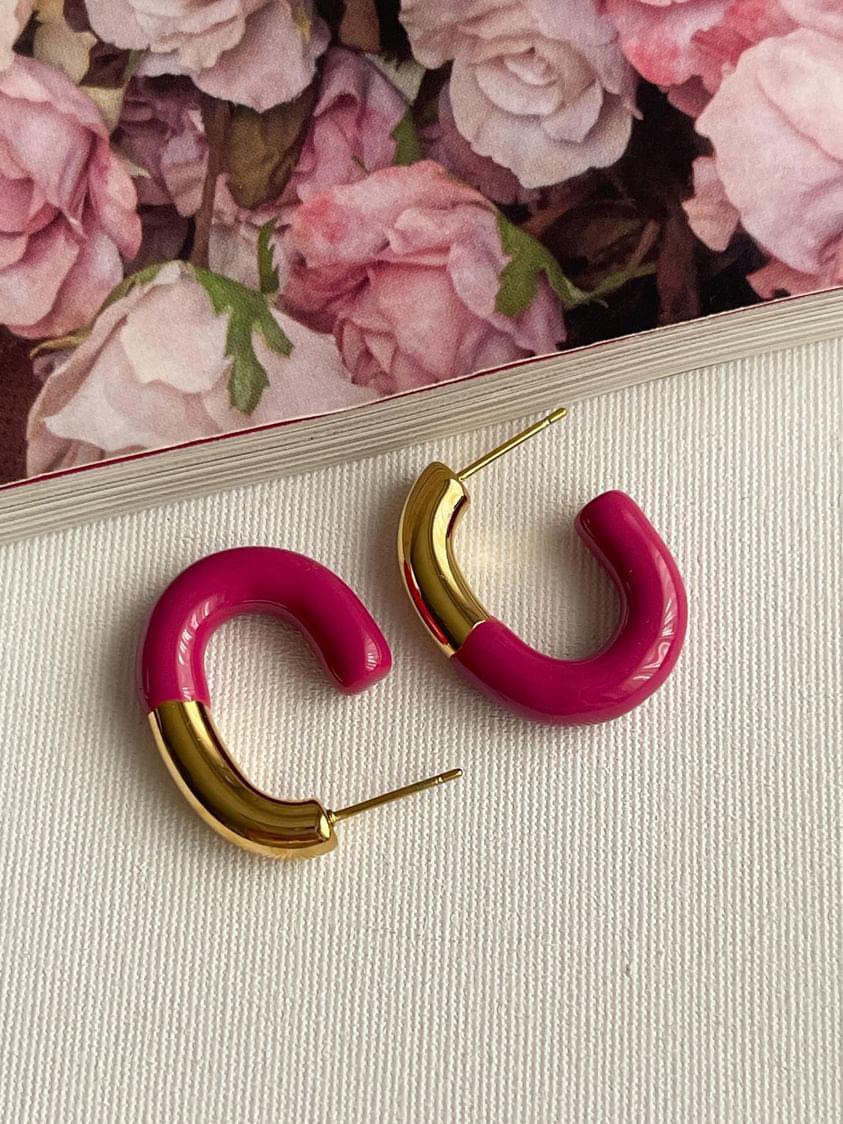 Çelik Pembe Mineli Summer Küpe (2.30 Cm)