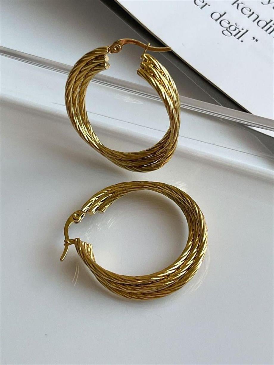 Çelik Üçlü Steel Halka Küpe (4 Cm)