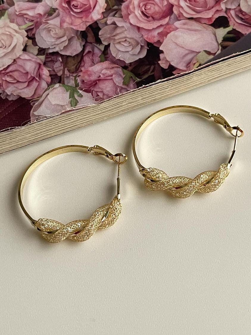Çivisi 925 Gümüş Antialerjik Gold Halka Küpe (4 Cm)