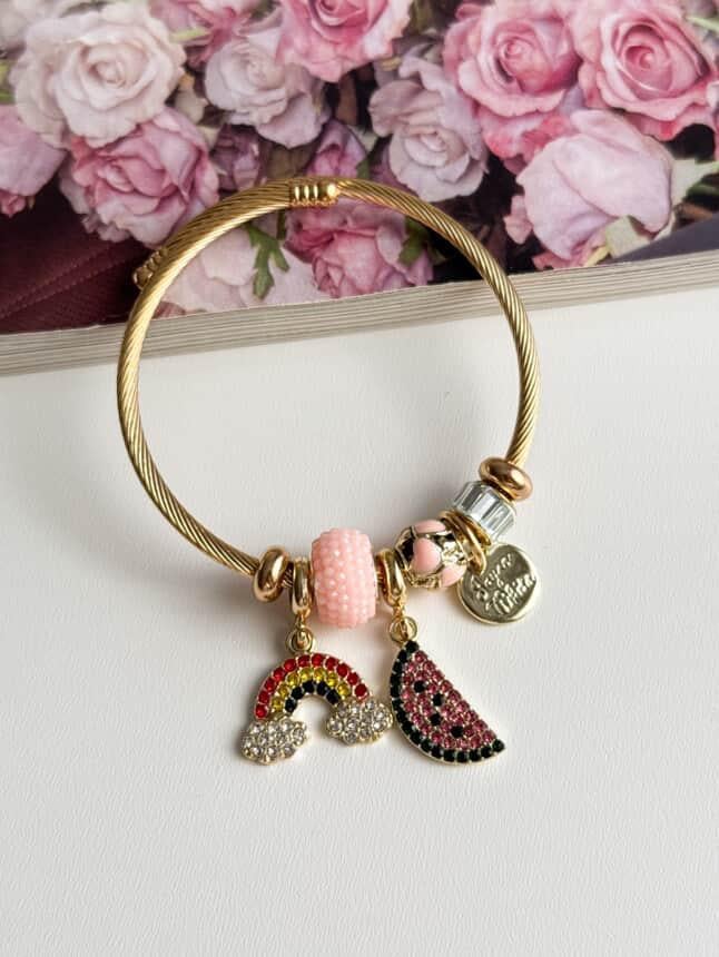 Gold Pandora Pudra Gökkuşağı Kelepçe Bileklik 