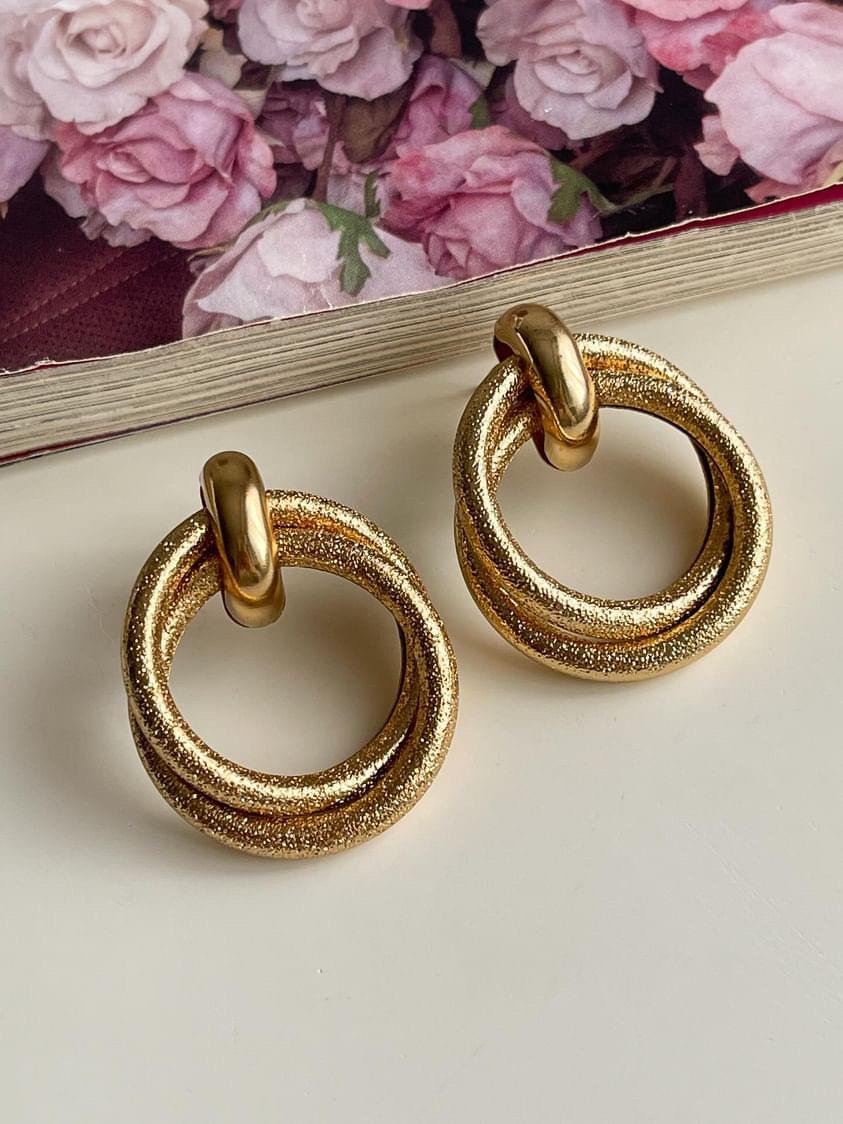 Gold Simlli Vintage Küpe (3.5 Cm)
