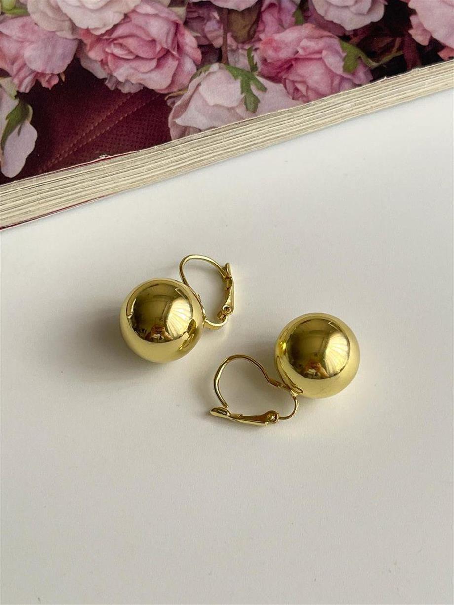 Gold Topçuklu Küpe (2.5 Cm)