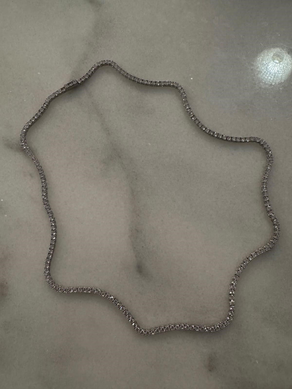 Gümüş Renk Pırlanta Model Su Yolu Uzun Kolye (60 Cm) 