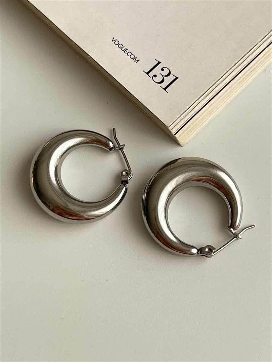 Gümüş Renk Steel Küpe (2.5 Cm)