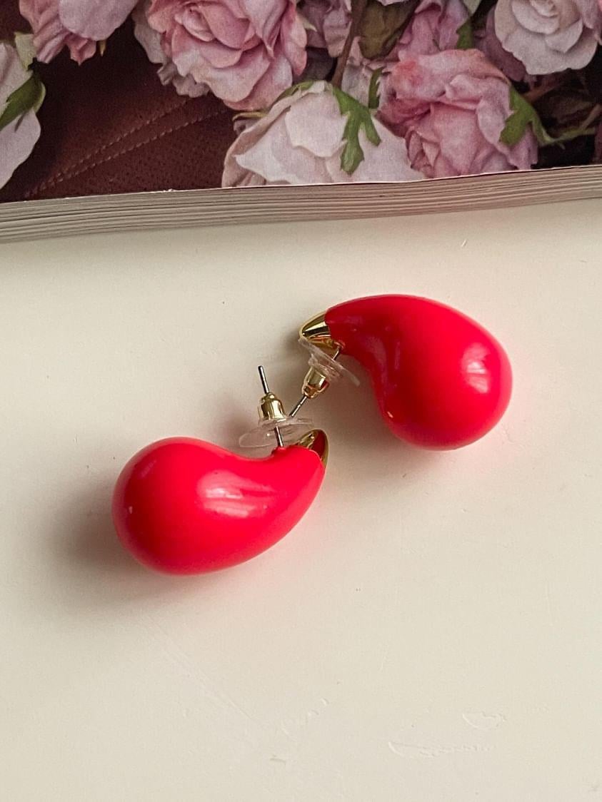 Kırmızı Mineli Bottega Küpe (2.80 Cm)