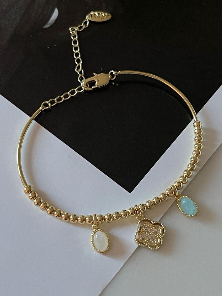 Mikro Altın Kaplama Van Cleef Dorikalı Minimal Kelepçe Bileklik 