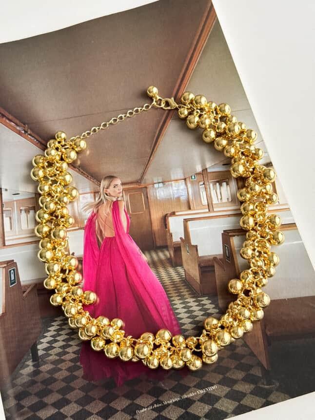 Özel Kaplama Gold Boncuklu Kolye (50 Cm)