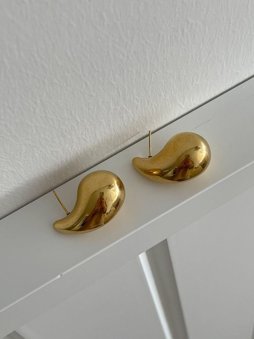Özel Kaplama Gold Damla Küpe (2.90 Cm)
