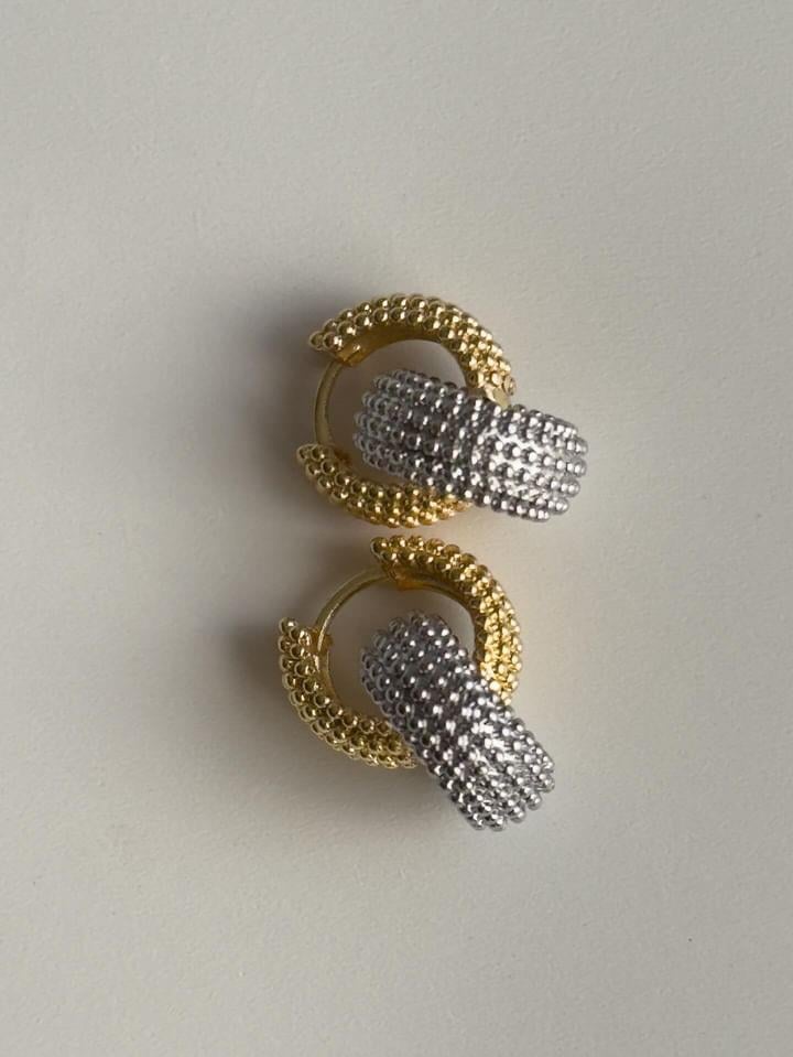 Özel Kaplama Gold Gümüş Kombinli Midye Vip Küpe (2.5 Cm)