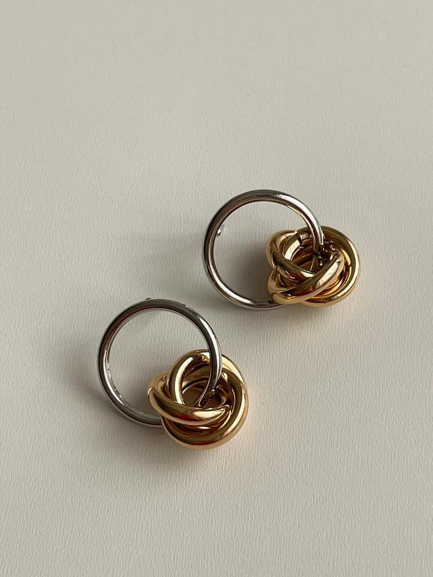 Özel Kaplama Gold Gümüş Renk Kombinli Vintage Küpe(2.60 Cm)