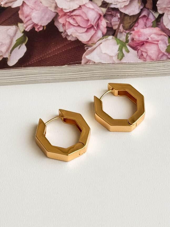 Özel Kaplama Gold Köşeli Küpe (2.20 Cm)
