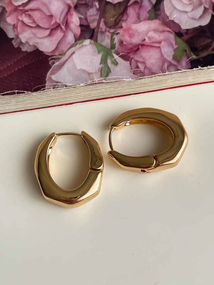 Özel Kaplama Gold Köşeli Küpe (2.20 Cm)