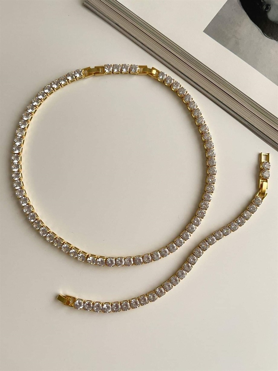 Özel Kaplama Gold Renk İri Su Yolu Bileklik (20 Cm)