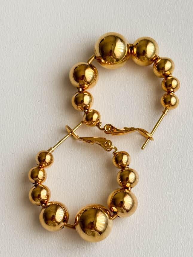 Özel Kaplama Gold Renk Topçuklu Küpe (2.90 Cm)