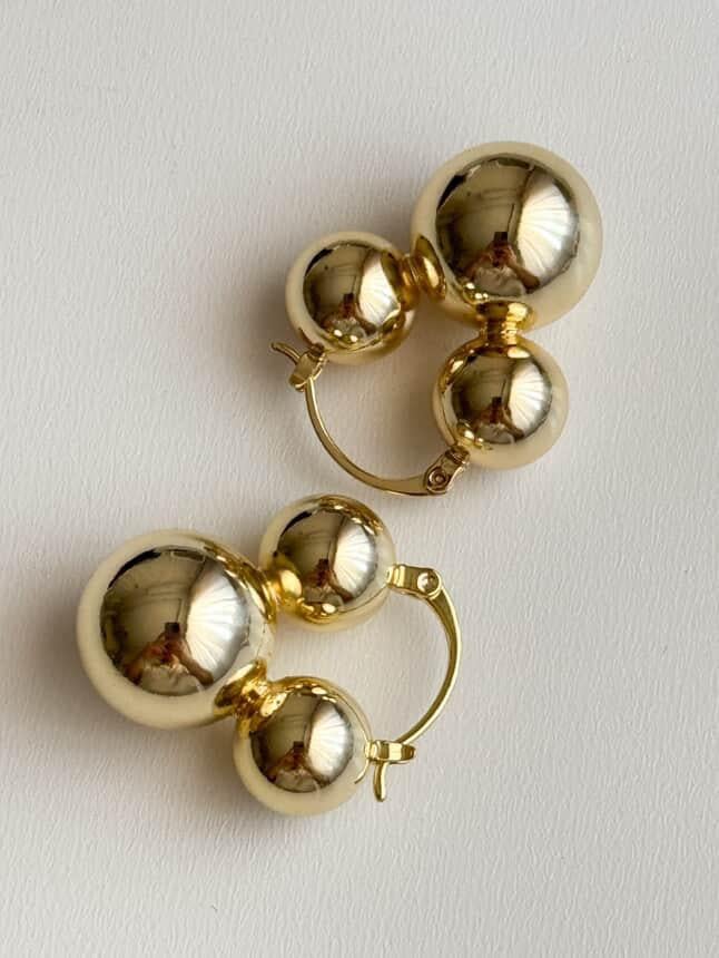 Özel Kaplama Gold Renk Topçuklu Küpe (2.20 Cm)