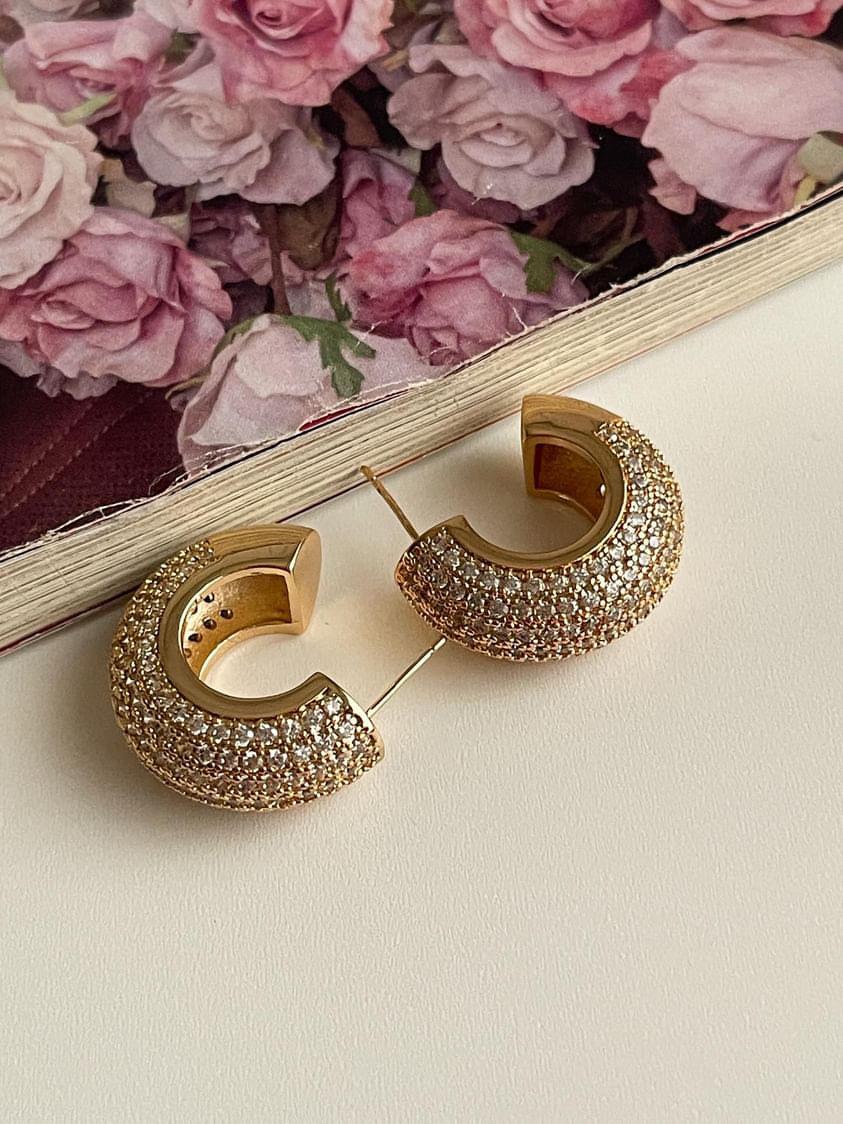 Özel Kaplama Gold Renk Vip Kalın Küpe (2.5 Cm)
